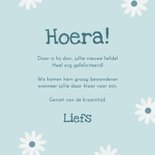 Lieve felicitatiekaart met madeliefjes voor geboorte zoon 3