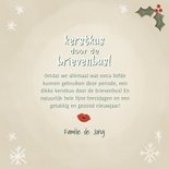 Lieve kerstkaart kerstkus door de brievenbus roodborstjes 3