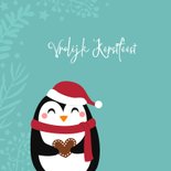 Lieve kerstkaart met pinguin en hartje 2