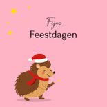 Lieve kerstkaart met vrolijke egel 2
