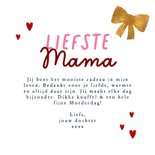 Lieve moederdagkaart cadeau strik goud hartjes 3