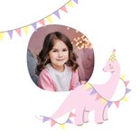 Lieve uitnodiging kinderfeestje met dino voor meisjes pastel 2