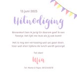 Lieve uitnodiging kinderfeestje met dino voor meisjes pastel 3