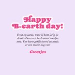 Lila en roze verjaardagskaart met wereldbol happy b-earthday 3