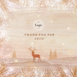 Luxe houtlook kerstkaart zakelijk met rendier in landschap  2