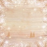 Luxe houtlook kerstkaart zakelijk met rendier in landschap  Achterkant