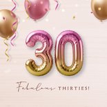 Luxe verjaardagskaart 30 met feestelijke heliumballonnen 2