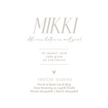 Minimalistisch beige geboortekaartje met witte spikkels 3