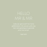Minimalistisch felicitatiekaartje hello mr & mr met hartje 3