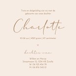 Minimalistisch geboortekaartje croissantje met roze strikje 3