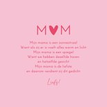 Minimalistisch moederdagkaartje mom met hartje roze 3