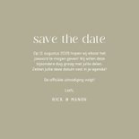 Minimalistisch save the date kaartje groen typografisch 3