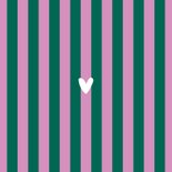 Modern geboortekaartje roze groene strepen klein hartje Achterkant