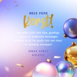 Moderne kerstkaart kerstballen discoballen en sterretjes 3