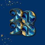 Moderne kerstkaart zakelijk met marmeren 2026 donker blauw 2