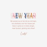 Moderne nieuwjaarskaart happy new year groot gekleurd 3