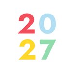 Moderne nieuwjaarskaart met vrolijke regenboog typografie 2