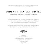 Moderne rouwkaart met een illustratie van een vis 3