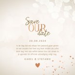 Moderne save the date eucalyptus, koper spetters en hartjes 3