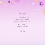 Moederdag kaart mooie illustratie vrouw met bloemen in haar 3