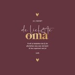 Moederdagkaart 2 foto's liefste oma bordeauxrood met hartjes 3