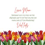 Moederdagkaart met tulpen in een klomp 3