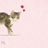 Mon chéri valentijnskaart met kitten, hartjes en kersen 2