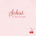 Mon chéri valentijnskaart met kitten, hartjes en kersen 3