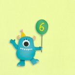 Monster met ballon verjaardagskaart 2