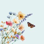 Mooie condoleancekaart met wilde bloemen en de tekst Sterkte 2