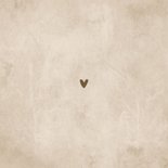 Natuurlijk geboortekaartje unisex zandkleur hartje Achterkant