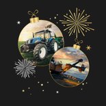Nieuwjaarskaart 2026 vuurwerk bedankt kerstbal sterren goud 2