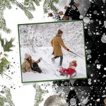 Nieuwjaarskaart 2027 label op sneeuw 2