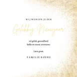 Nieuwjaarskaart grote foto gouden rand gelukkig nieuwjaar 3