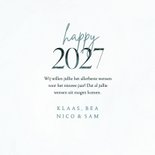Nieuwjaarskaart happy 2027 lichtblauw met sneeuwvlokken 3