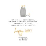 Nieuwjaarskaart happy meow year met foto en kat 3