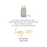 Nieuwjaarskaart happy meow year met foto en kat 3