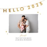 Nieuwjaarskaart hello 2025 foto sterren goud liefde 2