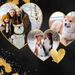 Nieuwjaarskaart met gouden hartjes en eigen foto's 2