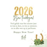 Nieuwjaarskaart veel geluk in 2026 klavertje vier hoefijzer 3