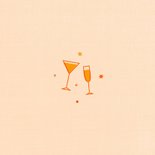 Nieuwjaarskaart vrolijk 2026 met champagne en sterren Achterkant