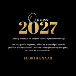 Nieuwjaarskaart zakelijk vuurwerk goud 2027 sprankelend 3