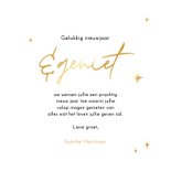 Nieuwjaarskaartje leef met volle teugen goudfolie sterren 3