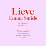 Opvallend hip geboortekaartje met cirkel rood en lila 3