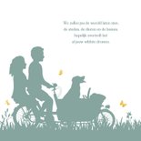 Origineel geboortekaartje silhouet bakfiets met hond en baby 2