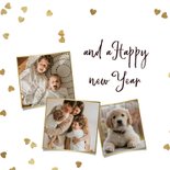 Originele kerstkaart met sterretjes hart en spetters goud 2