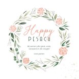 Paaskaart Happy Pesach met bloemenkrans 3