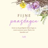 Paaskaart krans met bloemen strik en eieren 3