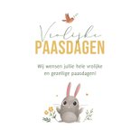 Paaskaart vrolijke paasdagen konijn bloemen lief 3