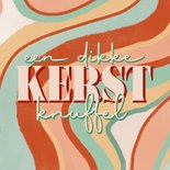 Retro kerstkaart met vrolijke verf strepen kerstknuffel 2